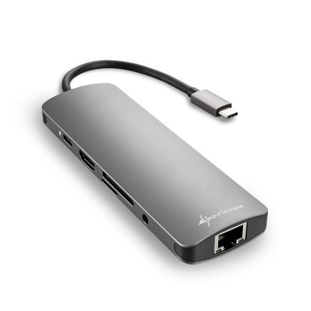 Sharkoon USB 3.0 Type C Combo Adapter - dokkingstasjon - USB-C - HDMI - 10Mb LAN
