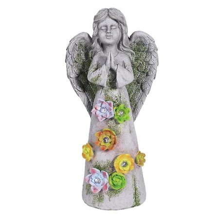 Trädgårdsdekorerande ängel solcellsstatyer välkomnande skylt utomhusstatyer hartsfigur