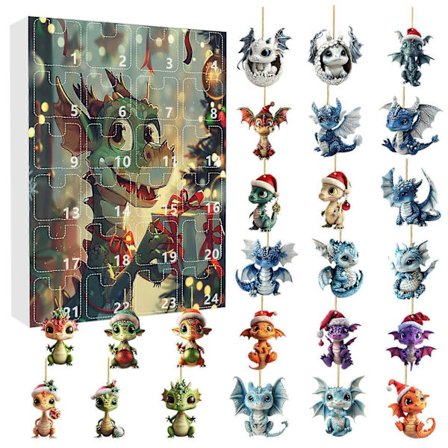 Julekalender Julekalender blindboks akryl tegneserie drageanheng Juletre anheng Jule nedtelling blindboks[HK]