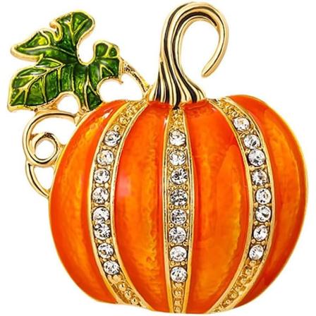 Rhinestone-pyntegresskar Brosje Nål for Kvinner Jenter Gullfarget Mote Emals Halloween Thanksgiving Grønn Blad Brosjer Lapel