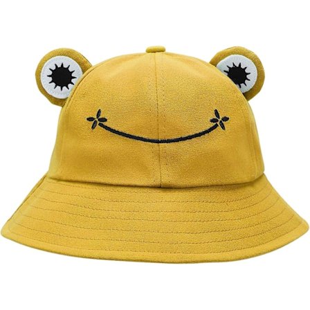 Sammakon hattu ämpäri aurinkohattu naisille Sammakko ämpäri hattu kesä ulkoilma taitettava hengittävä ämpäri hattu naisille-keltainen-lapset: 51-53 cm