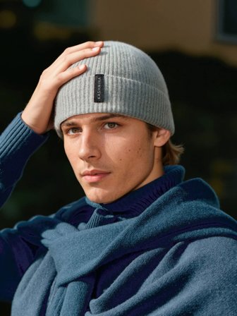 Kashmina - Herre kashmirlue "Brage" - lys grå