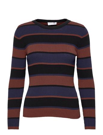 Vidanielas L/S Knit Rib Top Pullover Blå Vila