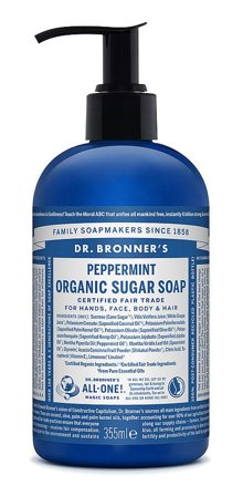 Dr. Bronner's Organic Sugar Soap Peppermint 355 ml, Skincare, Kropspleje, Bodyshampoo