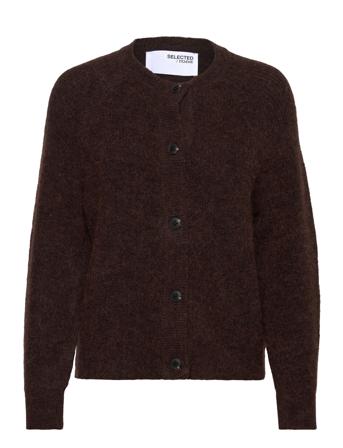 Slflulu Ls Knit Short Cardigan B Noos Strikkegenser Cardigan Brun Selected Femme*Betinget Tilbud