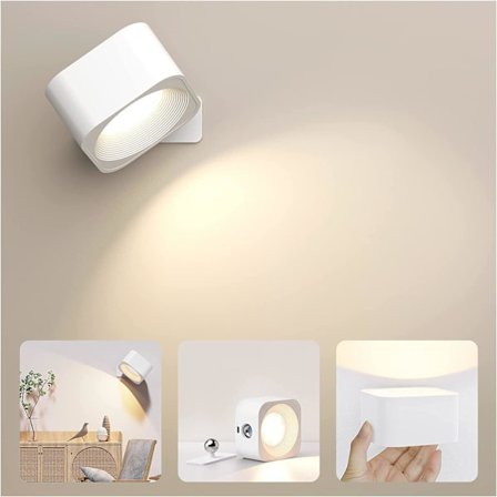 Vegglampe, LED-vegglampe med lang batterilevetid, USB-oppladbar, Tou