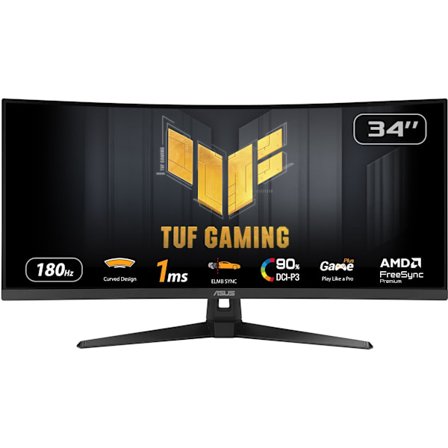 Curved PC Gamer-skärm - ASUS TUF Gaming - 34" - WQHD - 180Hz - VA-panel - 1ms - VG34VQ3B