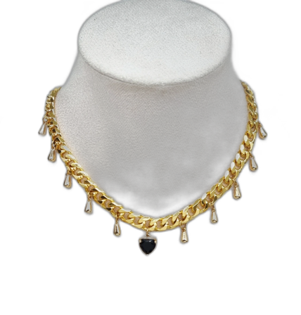 Guldpläterat halsband med hjärta