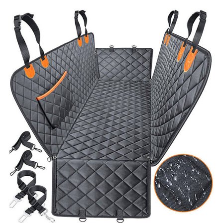 Hundedækken til bagsæde med hård bund, autostolsbetræk, hundedækken til bil 137 x 147 cm, hundedækken, vandtæt, med sikkerhedssele til hund