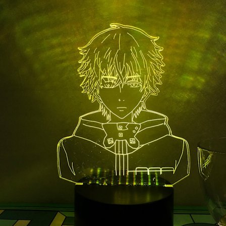 JUSTUP 3D Anime Ghoul Illusionslampa med 16 Färgers Fjärrkontroll 3D LED Nattlampa för Barnrum Dekorativ Lampa --- C2(Svart Sits)
