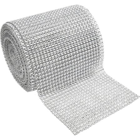 12cm 24 rader søm syr på strassbånd sølv - strassrull