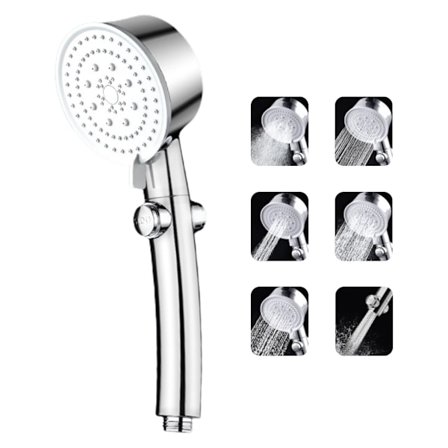 Håndholdt dusjhode med høyt trykk og 6 spraymoduser, avtakbart håndholdt dusjhode for bad