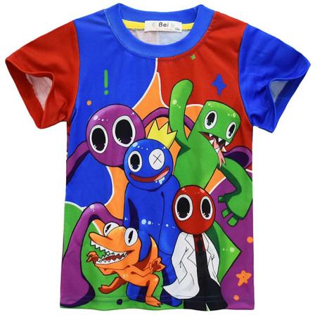 Rainbow Friends 3D-tryck kortärmad T-shirt sommar rund hals toppar för barn ungdom pojkar E E 7-8 Years