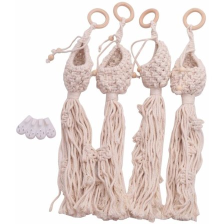 4 kpl luonnon boheemi tyyli roikkuva kori seinälle ripustettava laukku köysi kukkaruukku verkko ripustettava kasviruukku puutarhanhoito