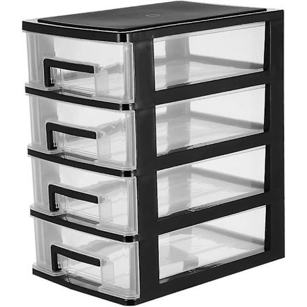 Stakbare Plastik Skuffer Enhed Plastik Opbevarings Skuffe Opbevaringsboks Hylde 4- Skuffe Organizer Enhed til Kontor Soveværelse