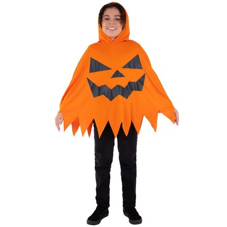 Orange Poncho Halloweengræskar Børn