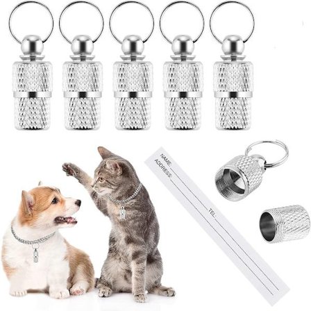 ING 5 stk, Hunde- og katte-ID-merker, Adresse- og navnelapp for kjæledyr, Hindrer kjæledyr i å gå seg vill, Sølv