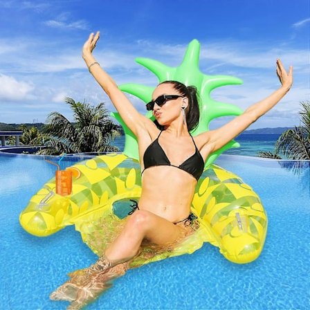 Oppustelig Vandhængekøje, Luftmadras Pool Flydere, Oppusteligt Vandlegetøj, Flydende Poolstol Lounge med Kopholdere, Oppusteligt Poollegetøj til Pool,