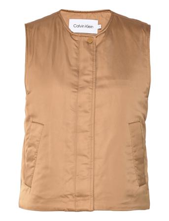 Minimal Padded Satin Vest Vests Padded Vests Beige Calvin Klein