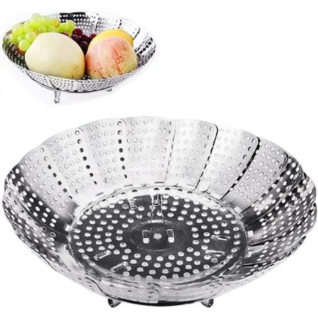 2st grönsaksångkorg, hopfällbar grönsaksångkorg med 3 ben i rostfritt stål Diameter 23 cm för matlagning av grönsaker och mat eller frukt Ba
