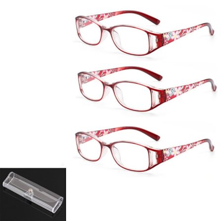 3 par punaisia naisten laseja +2.0x, kevyet vintage-lukulasit, värikkäät suorakulmaiset lasit