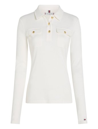 Slim Gold Btn Polo Ls White Tommy Hilfiger