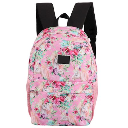 Blommönstrad Stilren Studentryggsäck Färgglad Bärbar Barn Fritid Skolväska Rosa