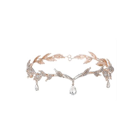 Kristallblad Bröllop Diadem Hårband Brud Tärna Pannband Rhinestone Brud Tiara Krona med Presentask