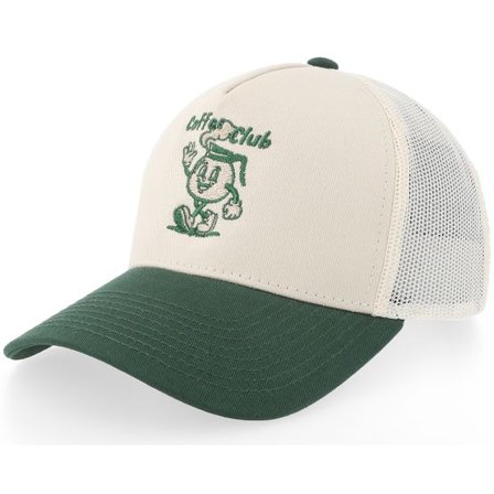 Iconic - Beige trucker Keps - The Coffee Club Stone/Forest Green A-frame Trucker @ Hatstore