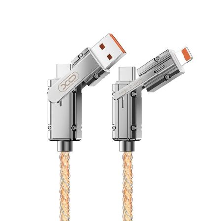 XO 4i1 USB-kabel med USB-C - Lightning + USB - USB-C 60W 1m