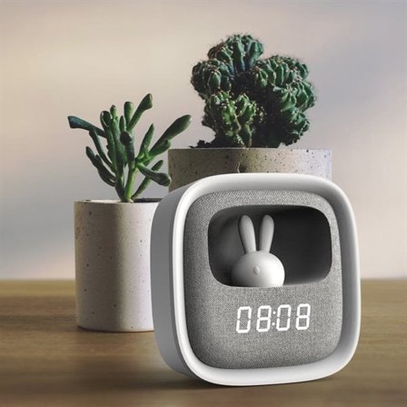 Forverer LED-vækkeur med natlys - grå/hvid