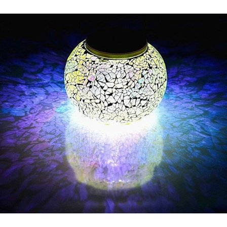 LED solcellelys, dekorativ mosaik, atmosfærebelysning, magisk bord, atmosfære mosaiklys, stearinlysbordslampe, 7 farveændringer - til fest, aften, 