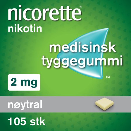 Nicorette 2 mg tyggegummi nøytral smak 105 stk