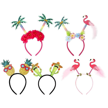 5 st Hawaiian Hårband Flamingo Ananas Kokosträd Kaktus Hårband Luau Party Håraccessoarer