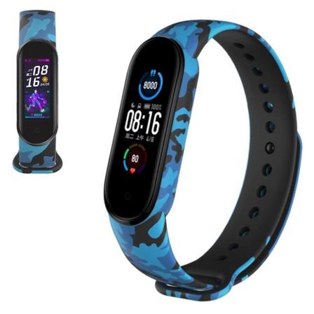 Xiaomi Mi Band 5 urrem med cool mønster - Blå / Camouflage Blue