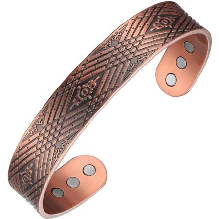 Bredt kobberarmbånd for menn Viking smykker Magnetisk 7,5 tommer