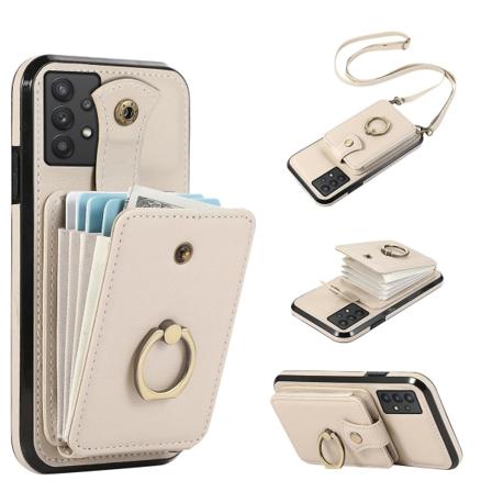 Til Samsung Galaxy A33 5g Telefon Etui Tpu+pu Læder Kortholder Kickstand Bagcover Beige