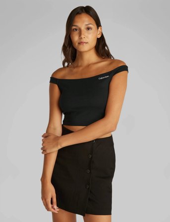 Calvin Klein Jeans Logo Bardot Milano Top - Black - XL