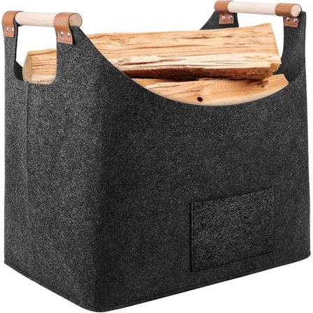 PCS Vedkurv XL Ekstra Tykk Filt & Forsterket Håndtak | Foldbar Vedkurv Filtpose som Handlekurv, Aviskurv eller F