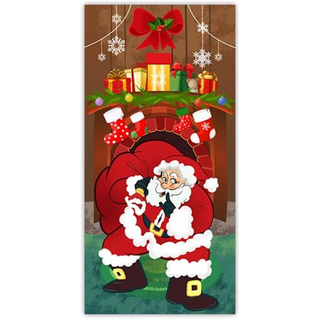 Juldekoration för dörr, 185 * 90 cm Julhängande bakgrundsbanner med rep, rolig jultomte Grinch