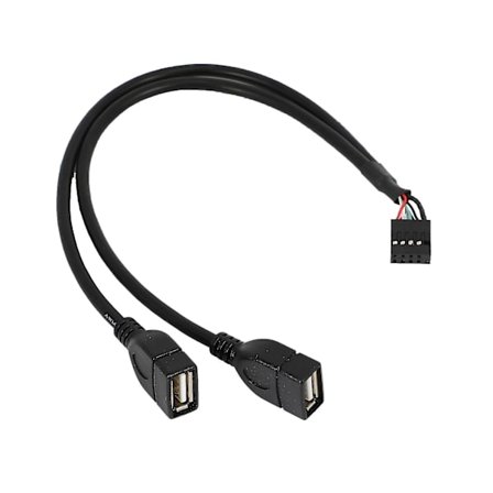 30cm 10-pin emolevy naar 2-poorts dubbele USB 2.0 mannelijke adapter Y-splitterkabel (10pin/2