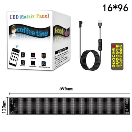 Fleksibel RGB LED Matrix Display 16x96 Pixels Bluetooth Programmerbar Rullende Tekstpanel til DIY Kostume