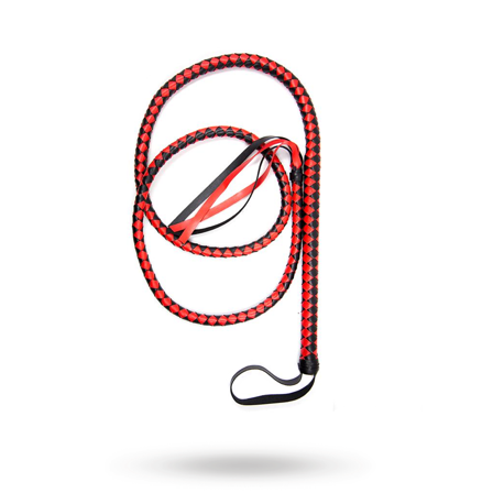 Long Whip Black & Red 210 cm - Sexleker Vuxen: Bondage & Fetish