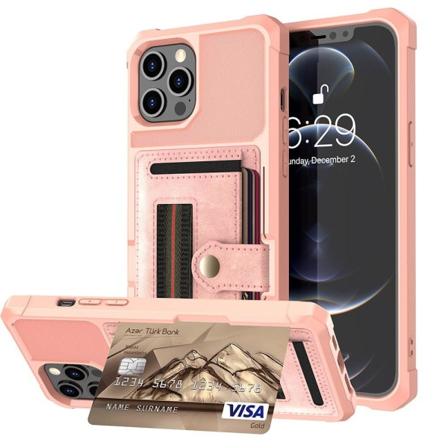 Smidigt Skal med Kortfack - iPhone 12 Pro Max Roséguld