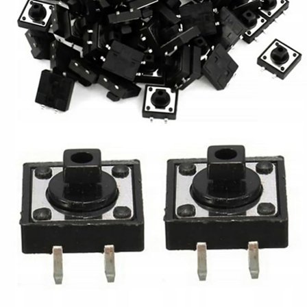 Tact Switch 12X12 Mm H=7Mm – Presis Bryter | 2 Stk | for Elektronikkprosjekter