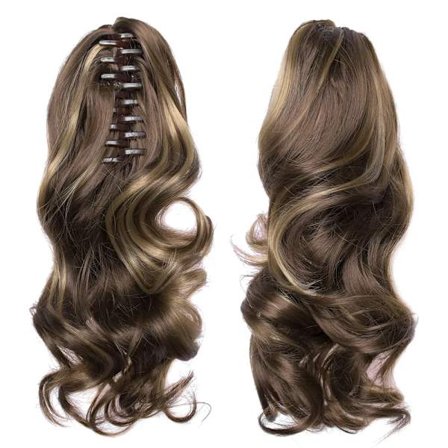 TOPREETY Synthetic Hair Heat Resistant 90gr Wavy Claw Clip in/on Ponytail Hair Extensions CP-222