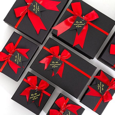 Sort Sløjfe Gaveæske Stor Fødselsdag Julegaveæske Sæt Papæske Gaveæske Tom Rød Emballageæske (FMY)