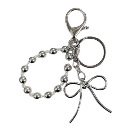 Søtt Hjerte Sløyfe Perlebesatt Nøkkelring Anheng Nydelige Hengende Dekorasjoner Nøkkelring Sjarm for Veske Sekk Ryggsekk Håndveske