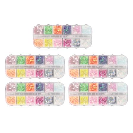5 Box Butterfly Muoto kynsien paljetteja 12 Väriä Muoviset Hajuttomat Tyylikkäät Herkät Kynsililitterit kasvoille olkapäälle
