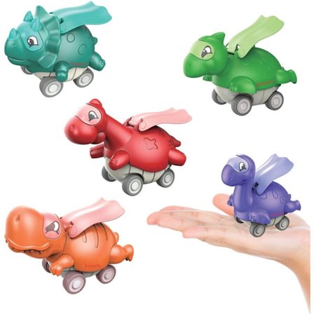 Småbarns Dino Heroes Dinosaur Toys Pakke med 5 (Tilfeldig Farge), Triceratops, Gigantosaurus Dinosaurer Bil Leker for Barn, Leker for 3+ År Gamle 